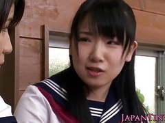 Japanese Nudes presents: Tiny cfnm japanese schoolgirl love sharing cock