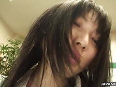 Japanese Nudes presents: Cute asian skank sucks then rides the cock