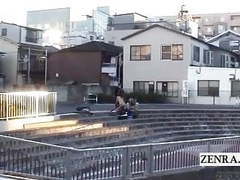 Japanese Nudes presents: Subtitled extreme japanese public nudity outdoor blowjob