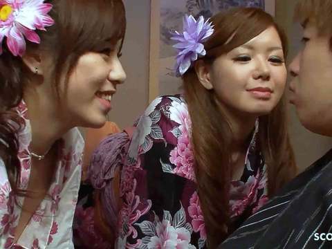 Japanese Nudes presents: Two japanese step-sisters seduce virgin boy to ffm threesome fuck when home alone